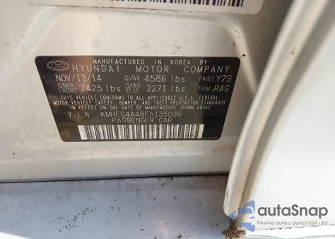 2015 Hyundai Sonata Hybrid z USA, uszkodzony, nr VIN KMHEC4A48FA135036